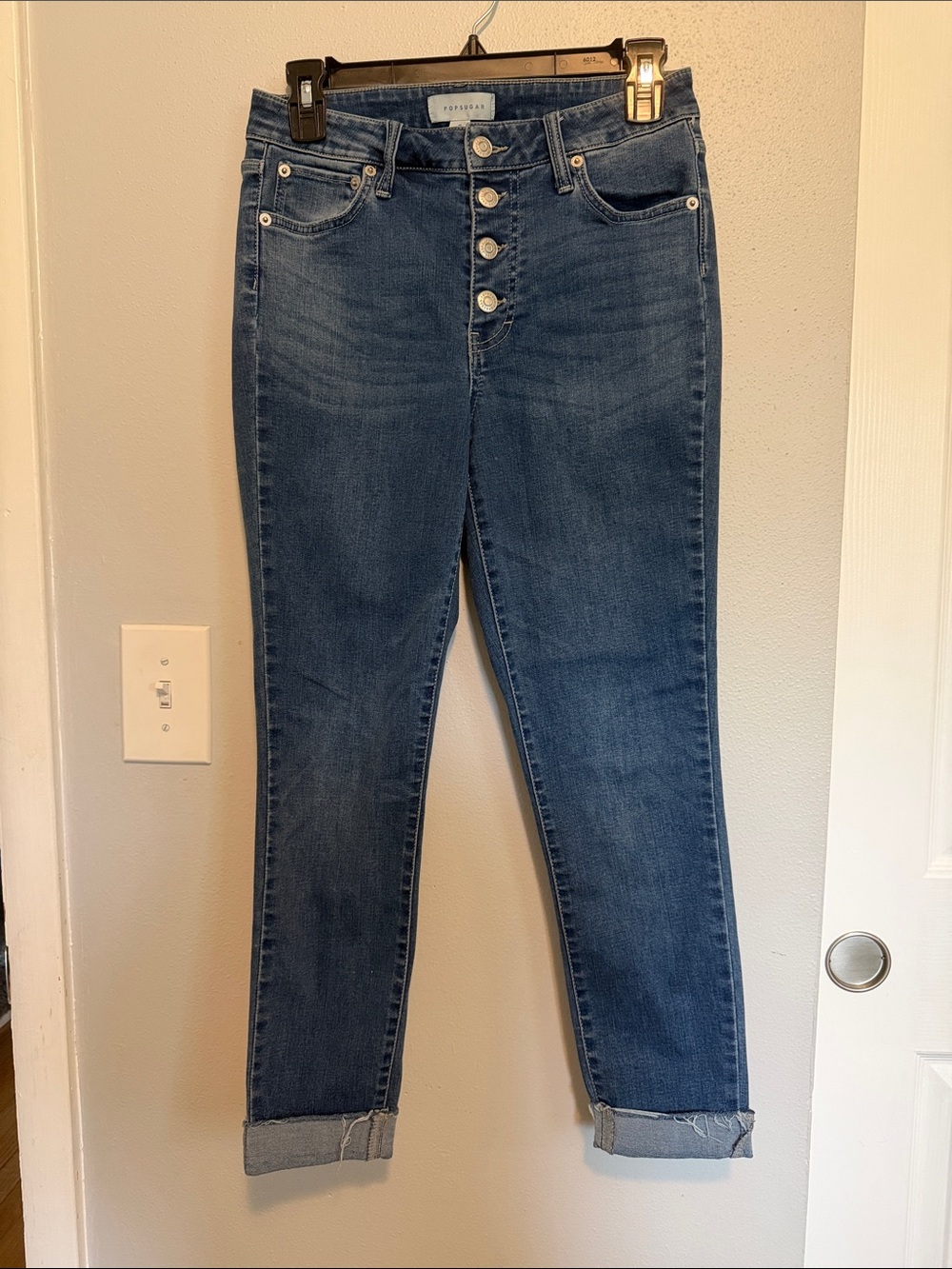 Popsugar Dark Blue Jeans with Button-Fly